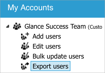 The export users menu.