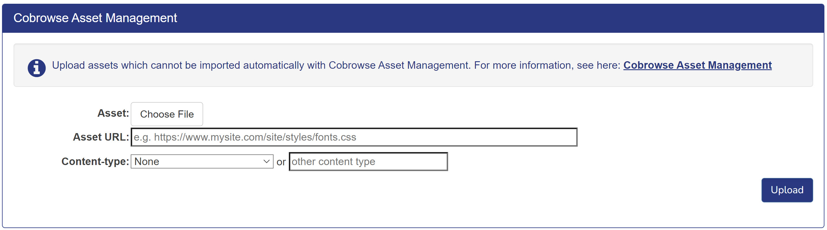 Cobrowse Asset Management UI.